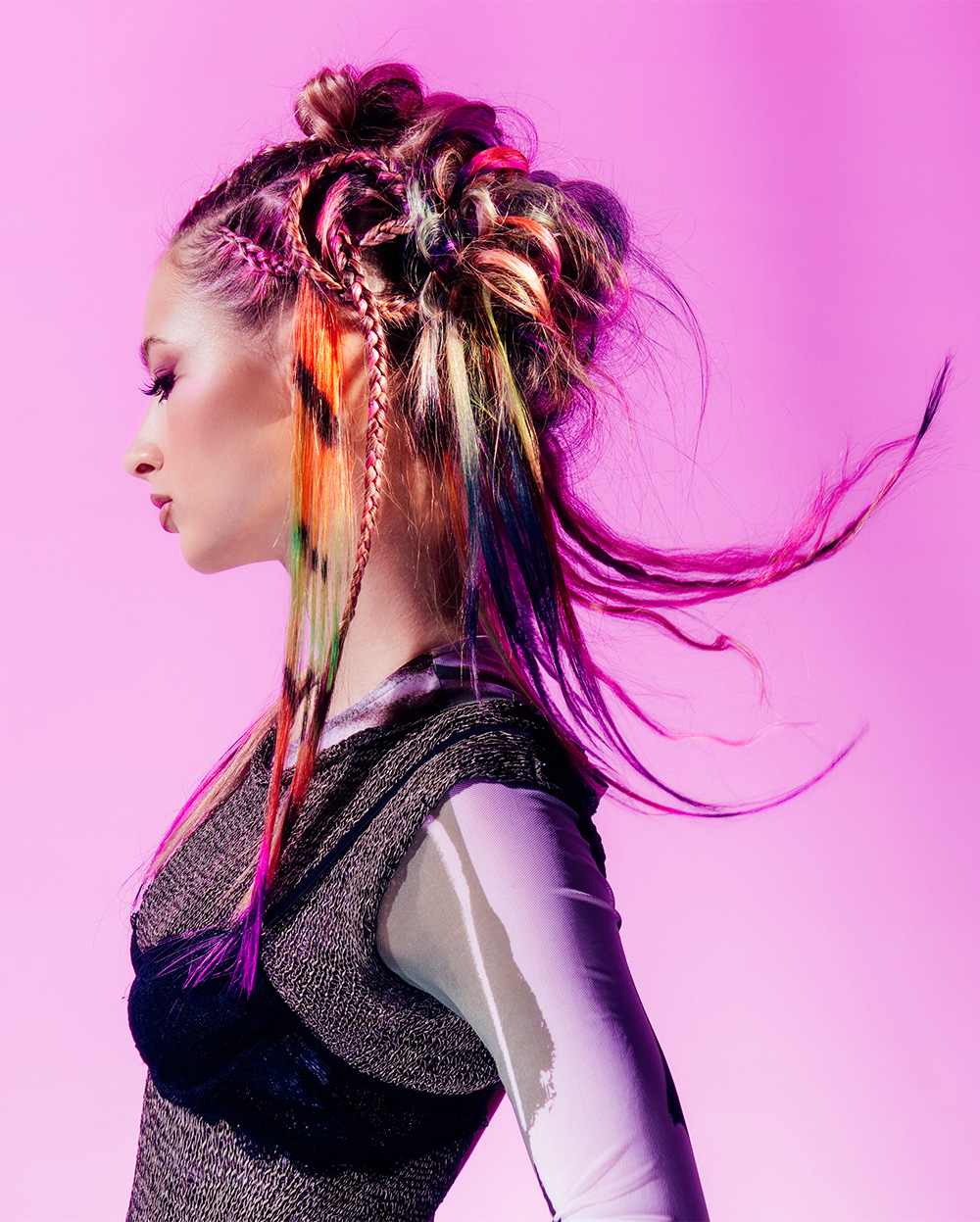 Colourful Braided Half-Up - Martine Broggy & Lynsey Campbell - BHA Northern Ireland Hairdresser of the Year 2026 Finalist Collection